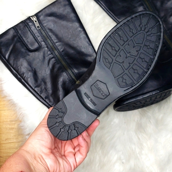 BORN NORTH BLACK Leather Wide Calf Boots 6M WC - Picture 8 of 10